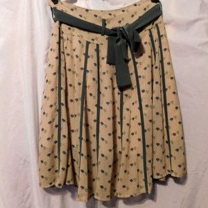 Nick & Mo Floral Green & Blue Multi-Layer Skirt with Ribbon Belt Anthropologie